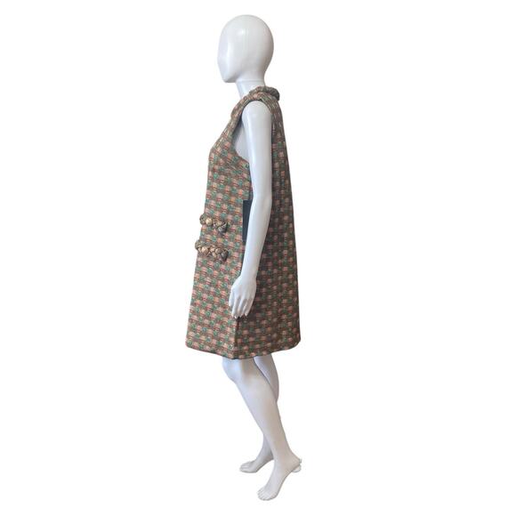 TUCKERNUCK Neapolitan Tweed Sleeveless Jackie Dress Brown Green Size Large - Picture 7 of 11